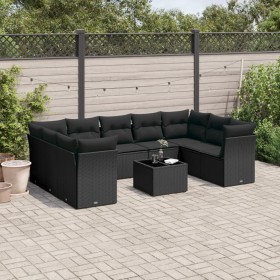 Set de sofás de jardín 10 pzas cojines ratán sintético negro de , Conjuntos de jardín - Ref: Foro24-3249974, Precio: 644,35 €...