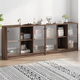 Estantería con puertas madera marrón roble 204x37x75 cm de , Aparadores - Ref: Foro24-3206537, Precio: 205,92 €, Descuento: %