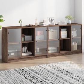 Estantería con puertas madera marrón roble 204x37x75 cm de , Aparadores - Ref: Foro24-3206537, Precio: 205,86 €, Descuento: %
