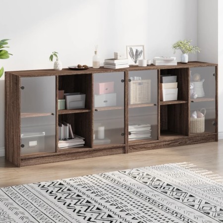Estantería con puertas madera marrón roble 204x37x75 cm de , Aparadores - Ref: Foro24-3206537, Precio: 205,86 €, Descuento: %