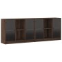 Estantería con puertas madera marrón roble 204x37x75 cm de , Aparadores - Ref: Foro24-3206537, Precio: 205,86 €, Descuento: %