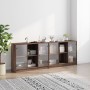 Estantería con puertas madera marrón roble 204x37x75 cm de , Aparadores - Ref: Foro24-3206537, Precio: 205,86 €, Descuento: %