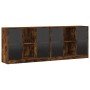 Estantería con puertas madera roble ahumado 204x37x75 cm de , Aparadores - Ref: Foro24-3206535, Precio: 192,12 €, Descuento: %