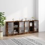 Estantería con puertas madera roble ahumado 204x37x75 cm de , Aparadores - Ref: Foro24-3206535, Precio: 192,12 €, Descuento: %