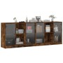 Estantería con puertas madera roble ahumado 204x37x75 cm de , Aparadores - Ref: Foro24-3206535, Precio: 192,12 €, Descuento: %