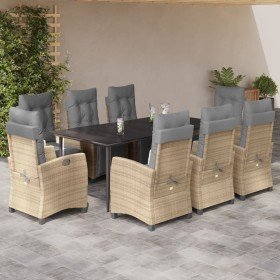 Set comedor de jardín 9 pzas con cojines ratán sintético beige en Conjuntos de jardín | Comprar online en Foru.es