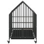 Jaula para perros con ruedas acero galvanizado negro de , Casetas para perros - Ref: Foro24-172208, Precio: 157,28 €, Descuen...