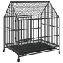 Jaula para perros con ruedas acero galvanizado negro de , Casetas para perros - Ref: Foro24-172208, Precio: 157,28 €, Descuen...