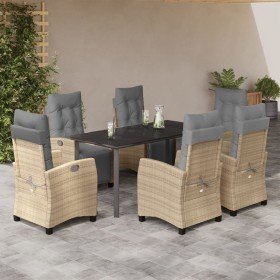 Set comedor de jardín 7 pzas con cojines ratán sintético beige en Conjuntos de jardín | Comprar online en Foru.es
