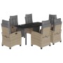 Set comedor de jardín 7 pzas con cojines ratán sintético beige en Conjuntos de jardín | Comprar online en Foru.es