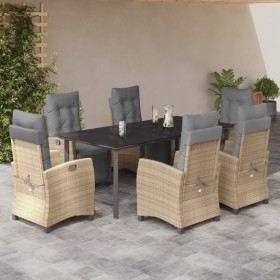 Set comedor de jardín 7 pzas con cojines ratán sintético beige en Conjuntos de jardín | Comprar online en Foru.es