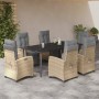 Set comedor de jardín 7 pzas con cojines ratán sintético beige en Conjuntos de jardín | Comprar online en Foru.es
