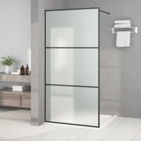 Mampara de ducha vidrio ESG esmerilado negro 100x195 cm de , Paredes y mamparas de ducha - Ref: Foro24-152112, Precio: 172,78...