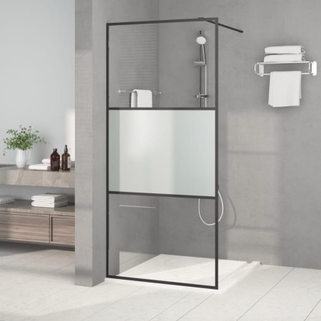 Mampara de ducha vidrio ESG semiesmerilado negro 90x195 cm de , Paredes y mamparas de ducha - Ref: Foro24-152106, Precio: 145...