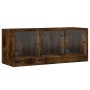 Mueble de TV con puertas de vidrio roble ahumado 102x37x42 cm de , Muebles TV - Ref: Foro24-836410, Precio: 67,49 €, Descuent...