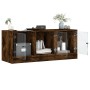 Mueble de TV con puertas de vidrio roble ahumado 102x37x42 cm de , Muebles TV - Ref: Foro24-836410, Precio: 67,49 €, Descuent...