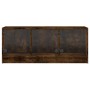 Mueble de TV con puertas de vidrio roble ahumado 102x37x42 cm de , Muebles TV - Ref: Foro24-836410, Precio: 67,49 €, Descuent...