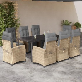 Set comedor de jardín 9 pzas con cojines ratán sintético beige en Conjuntos de jardín | Comprar online en Foru.es
