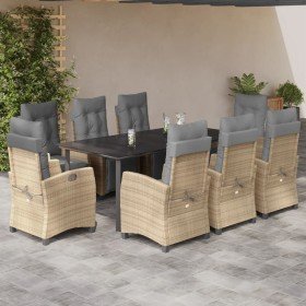 Set comedor de jardín 9 pzas con cojines ratán sintético beige en Conjuntos de jardín | Comprar online en Foru.es