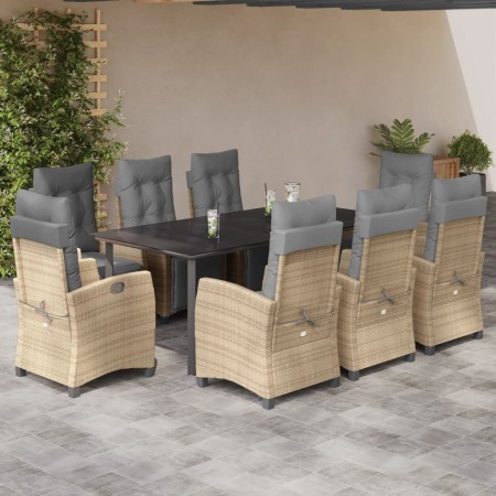 Set comedor de jardín 9 pzas con cojines ratán sintético beige en Conjuntos de jardín | Comprar online en Foru.es
