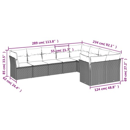 Set de sofás de jardín 8 piezas y cojines ratán sintético negro de , Conjuntos de jardín - Ref: Foro24-3250004, Precio: 598,7...