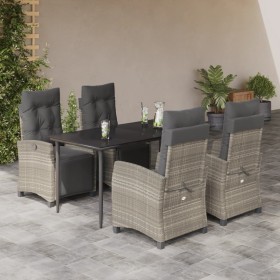 Set comedor de jardín 5 pzas cojines ratán sintético gris claro en Conjuntos de jardín | Comprar online en Foru.es