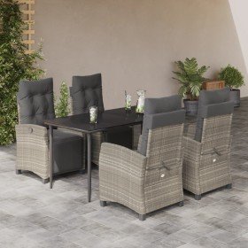 Set comedor de jardín 5 pzas cojines ratán sintético gris claro en Conjuntos de jardín | Comprar online en Foru.es