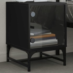 Mesita de noche con puerta de vidrio negro 35x37x50 cm de , Mesitas de noche - Ref: Foro24-836520, Precio: 28,53 €, Descuento: %