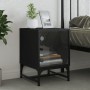 Mesita de noche con puerta de vidrio negro 35x37x50 cm de , Mesitas de noche - Ref: Foro24-836520, Precio: 28,53 €, Descuento: %
