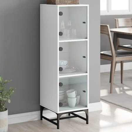 Aparador con puertas de vidrio blanco 35x37x120 cm de , Aparadores - Ref: Foro24-836560, Precio: 68,68 €, Descuento: %