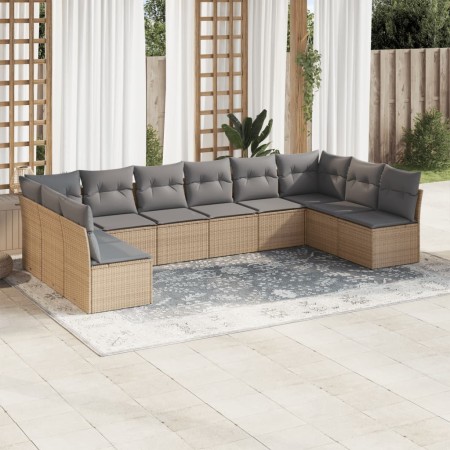 Juego de sofás jardín con cojines beige 10 pzas ratán sintético de , Conjuntos de jardín - Ref: Foro24-3249928, Precio: 608,5...