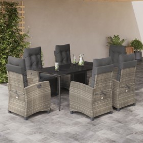 Set comedor jardín 7 pzas y cojines ratán sintético gris claro en Conjuntos de jardín | Comprar online en Foru.es