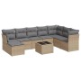 Set de sofás de jardín 9 pzas con cojines ratán sintético beige de , Conjuntos de jardín - Ref: Foro24-3249898, Precio: 577,2...