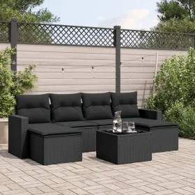 7-piece garden dining set and black synthetic rattan cushions by , Modular outdoor sofas - Ref: Foro24-3251662, Price: 443,11...