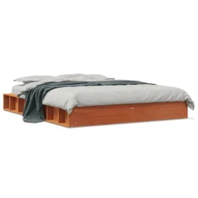 Wax brown pine solid wood bed frame 120x200 cm by , Beds and slatted bases - Ref: Foro24-844429, Price: 128,08 €, Discount: %