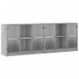 Estantería con puertas madera gris Sonoma 204x37x75 cm de , Librerías y estanterías - Ref: Foro24-3206536, Precio: 200,35 €, ...