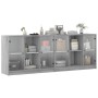 Estantería con puertas madera gris Sonoma 204x37x75 cm de , Librerías y estanterías - Ref: Foro24-3206536, Precio: 200,35 €, ...
