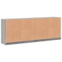 Estantería con puertas madera gris Sonoma 204x37x75 cm de , Librerías y estanterías - Ref: Foro24-3206536, Precio: 200,35 €, ...