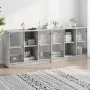 Estantería con puertas madera de ingeniería gris 204x37x75 cm de , Librerías y estanterías - Ref: Foro24-3206534, Precio: 187...