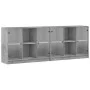 Estantería con puertas madera de ingeniería gris 204x37x75 cm de , Librerías y estanterías - Ref: Foro24-3206534, Precio: 187...