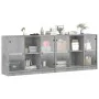 Estantería con puertas madera de ingeniería gris 204x37x75 cm de , Librerías y estanterías - Ref: Foro24-3206534, Precio: 187...