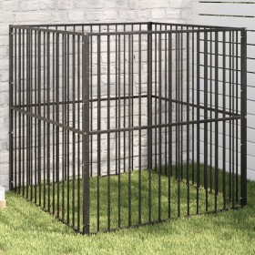 Corralito para perros con 4 paneles acero galvanizado negro de , Casetas para perros - Ref: Foro24-172209, Precio: 106,41 €, ...