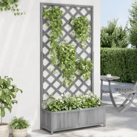 Jardinera con enrejado madera maciza de abeto gris de , Maceteros y jardineras - Ref: Foro24-365480, Precio: 131,26 €, Descue...