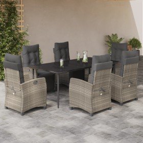 Set comedor jardín 7 pzas y cojines ratán sintético gris claro en Conjuntos de jardín | Comprar online en Foru.es