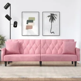 Sofá cama con reposabrazos terciopelo rosa de , Sofás - Ref: Foro24-351947, Precio: 279,39 €, Descuento: %