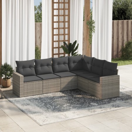 Set de muebles de jardín 6 pzas y cojines ratán sintético gris de , Conjuntos de jardín - Ref: Foro24-3219000, Precio: 369,95...