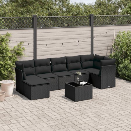 Set de sofás de jardín 8 piezas y cojines ratán sintético negro de , Conjuntos de jardín - Ref: Foro24-3249814, Precio: 497,4...
