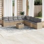 Juego de sofás jardín con cojines beige 10 pzas ratán sintético de , Conjuntos de jardín - Ref: Foro24-3219089, Precio: 584,1...