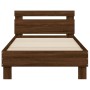 Cama con cabecero madera de ingeniería marrón roble 75x190 cm de , Camas y somieres - Ref: Foro24-838574, Precio: 78,37 €, De...