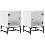 Mesitas de noche con puertas de vidrio 2 uds blanco 35x37x50 cm de , Mesitas de noche - Ref: Foro24-836519, Precio: 47,20 €, ...